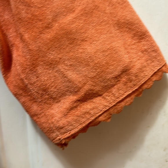 Vintage Karen Kane Light Orange Scalloped Trim Leather Jacket Smalk Petite - Picture 5 of 11